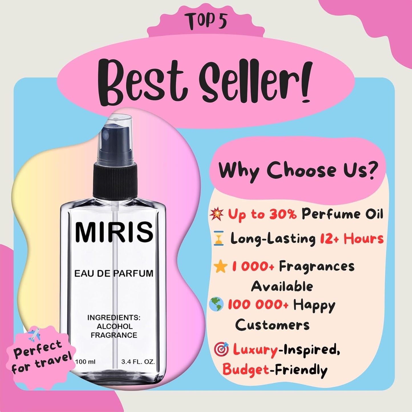 MIRIS Eau de Parfum for Women - Long-Lasting Fragrance Inspired by Mon | 3.4 Fl Oz (100 ml)
