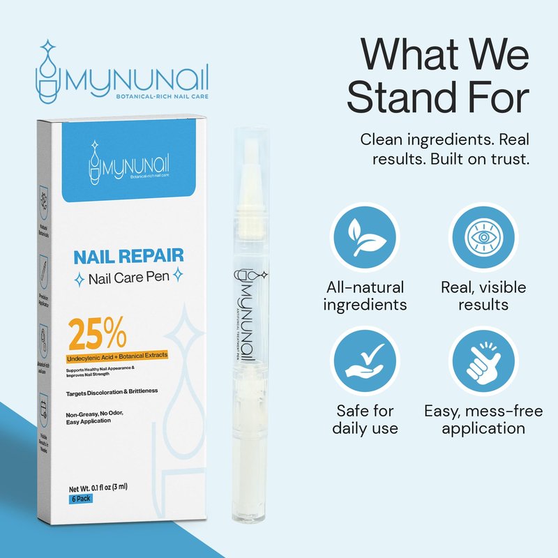 MyNuNail Nail Care/Conditioning Pen – Botanical Oils for Healthy, Clear-Looking Toenails and Fingernails – Fast Precision Brush Application Nail Repair Pen, Appearance of Clear Nails - Pack of 3