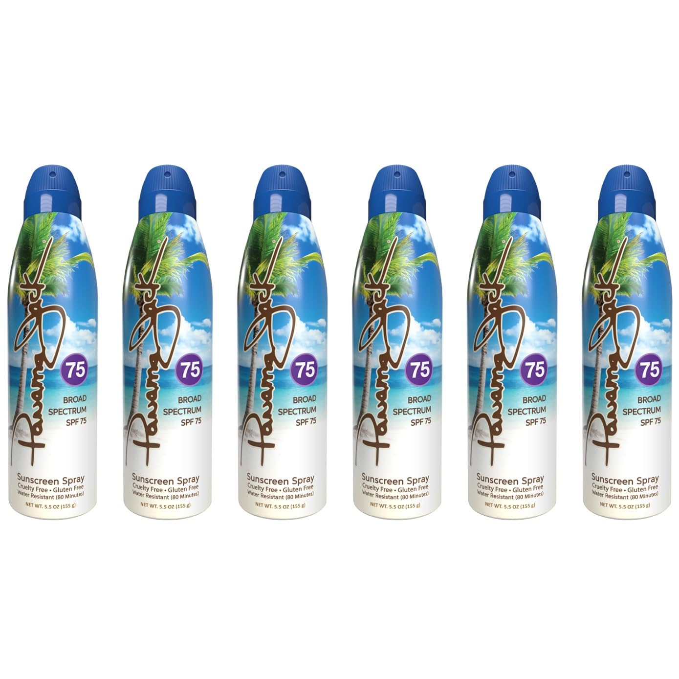 Panama Jack Continuous Spray Sunscreen - SPF 75, Broad Spectrum UVA/UVB Protection, PABA, Paraben, Gluten & Cruelty Free, Water Resistant (80 Minutes), 5.5 OZ (Pack of 2)