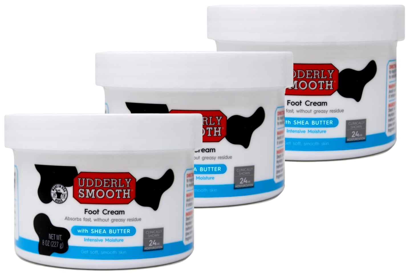 Udderly Smooth Foot Cream - Hydrating Shea Butter Formula | 8 oz (Pack of 3)
