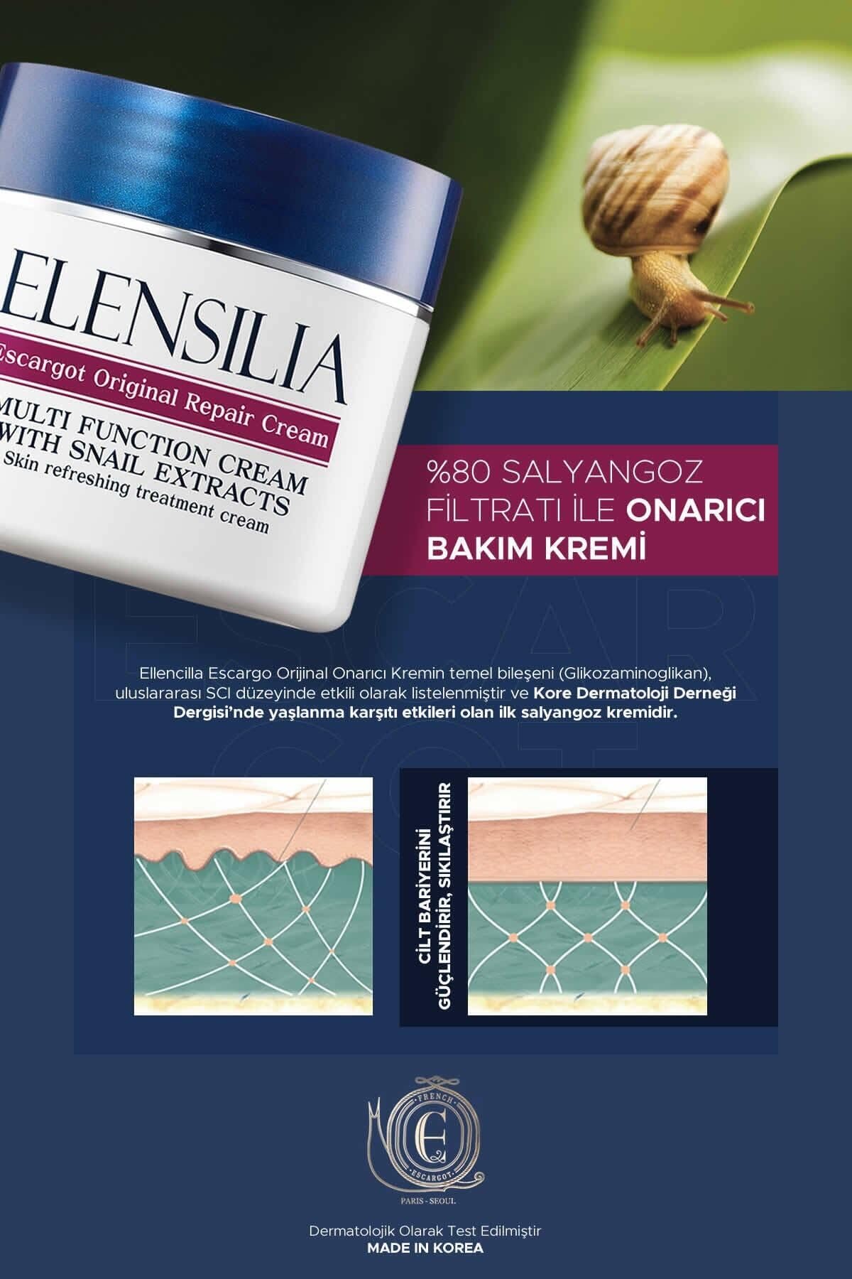Elensilia Escargot Original Snail Repair Cream, Deep Hydration & Skin Barrier Care, 50 g – Moisturizing All-in-One Daily Face Cream for Healthy, Supple Skin