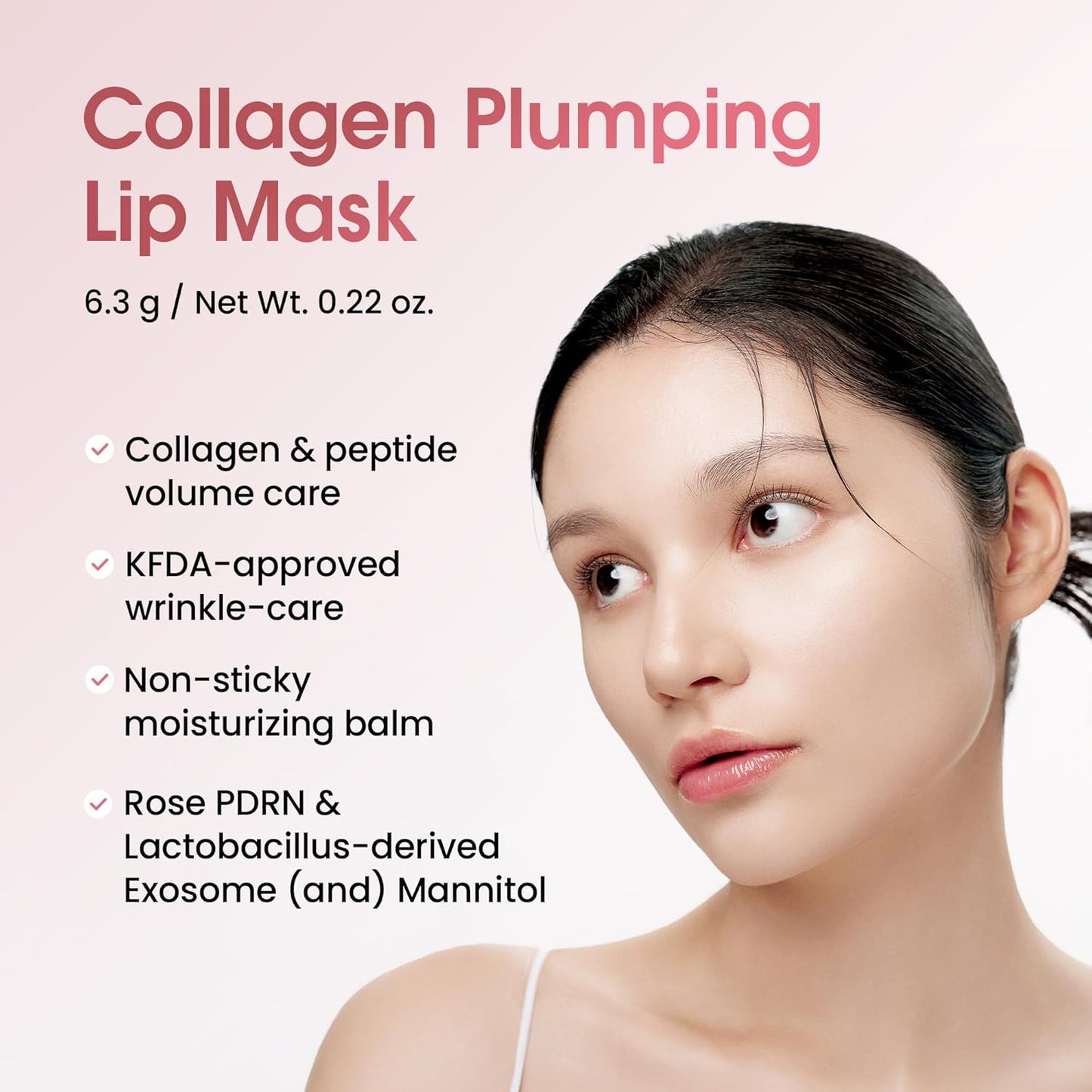 Collagen Glow Plumping Lip Mask - Non-Sticky Overnight Hydration with Collagen & Peptides | 6.3 g / 0.22 oz.