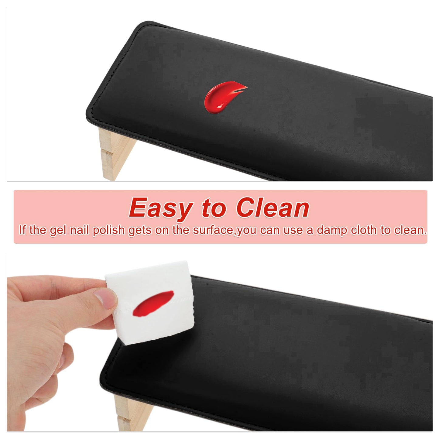 GLIDESMOOTH Arm Rest for Nails Tech, Comfortable Supportive Design Nail Arm Rest Cushion, Nail Arm Rest, Non-Slip Manicure Hand Rest Stand, Black, 1 Set