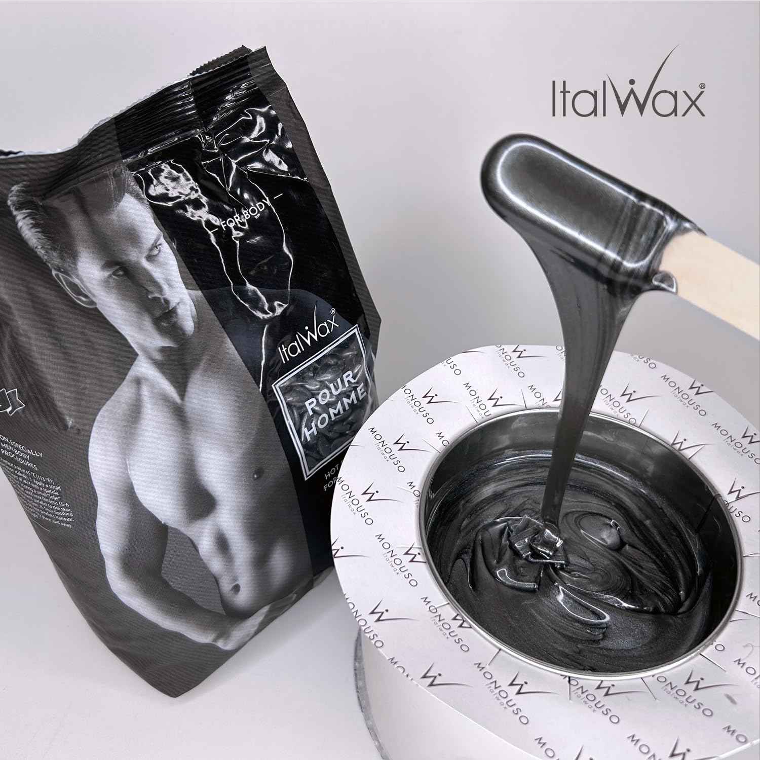 Italwax Pour Homme - 500g / 1.1lb - Hard wax beads for hair removal - Special for man - Natural formulation - Easily removes coarse hairs - Ideal for barber shops