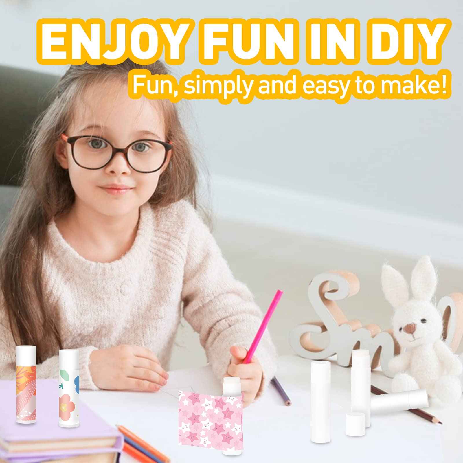 DMSKY 50 Pack Lip Balm Unlabeled, Natural Lip Balms Bulk Blank Tube, Lip Balm for Party Favors and Gift Basket Filling, Wedding or Baby Shower-5 Flavors