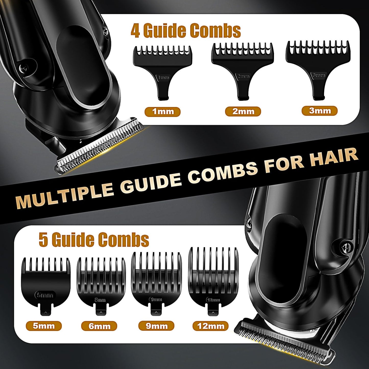 6-in-1 Hair Clipper Beard Trimmer for Men, IPX6 Waterproof Electric Shaver Razor&Cordless Hair Clipper Grooming Kit Hair Trimmer for Nose, Body, Face and Mustache, Gifts for Men
