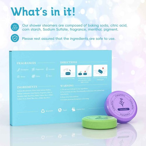 CalmNFiz 12 Pack Shower Steamers, Bath Bombs with Individually Wrapped, Shower Tablets for Her, Valentines Day Gifts for Her and Him, Birthday Presents for Men and Women Who Have Everything(6 Scents)