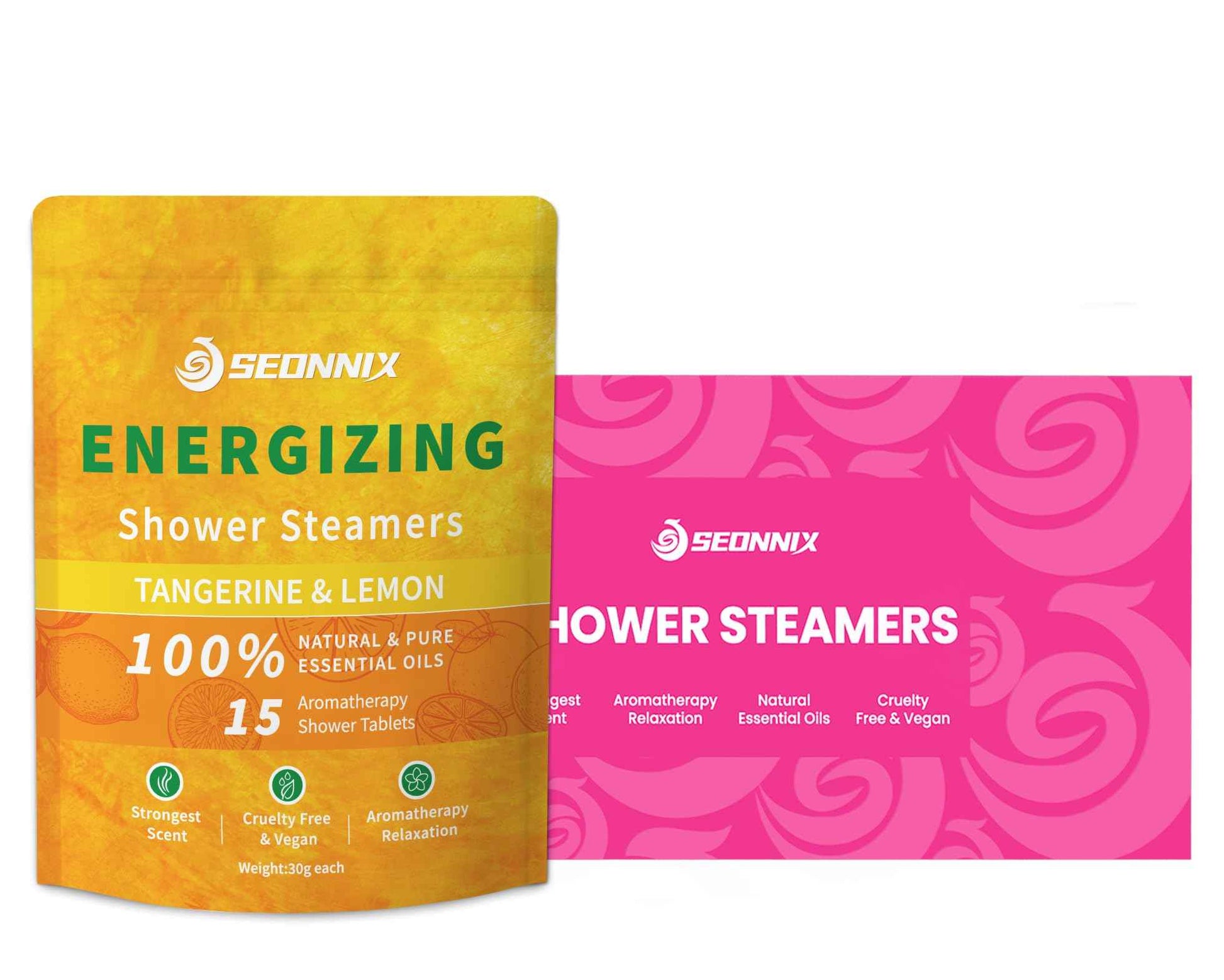 SEONNIX 15 Pack Tangerin & Lemon Shower Steamers Aromatherapy & 8 Pack Shower Steamers Aromatherapy