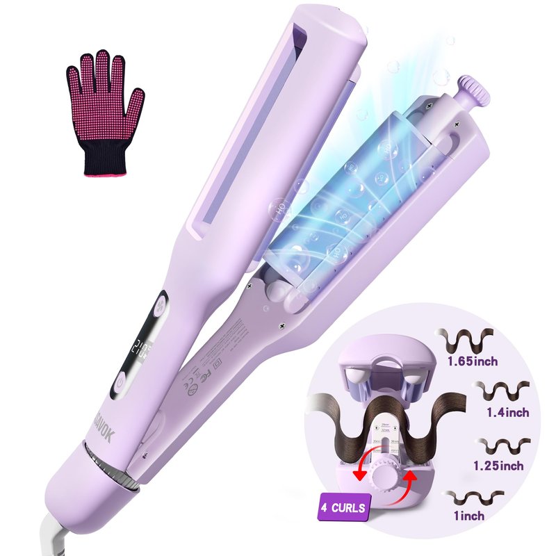 Dual Voltage Hair Dryer Brush for Travel,4 in 1 Blow Dryer Brush,Hair Crimpers and Wavers with Cool Airflow,Volumizer,110-240V Dual Voltage with European Plug Adapter(Purple)