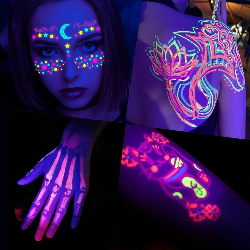 Ybeauty 16 Color Tattoo Ink Set - 16pcs 15ml/Bottle Professional Tattoo Fluorescent Ink & Equipment for Halloween Supplies