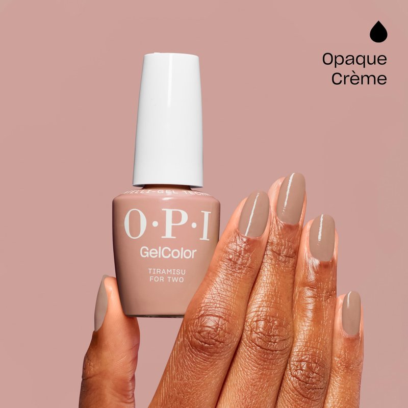 OPI GelColor Tiramisu for Two | Opaque Soft Nude Brown Crème LED Cure Gel Nail Polish | Salon-Quality Shine, Long-Lasting Wear | Vegan & HEMA Free | 0.5 Fl Oz