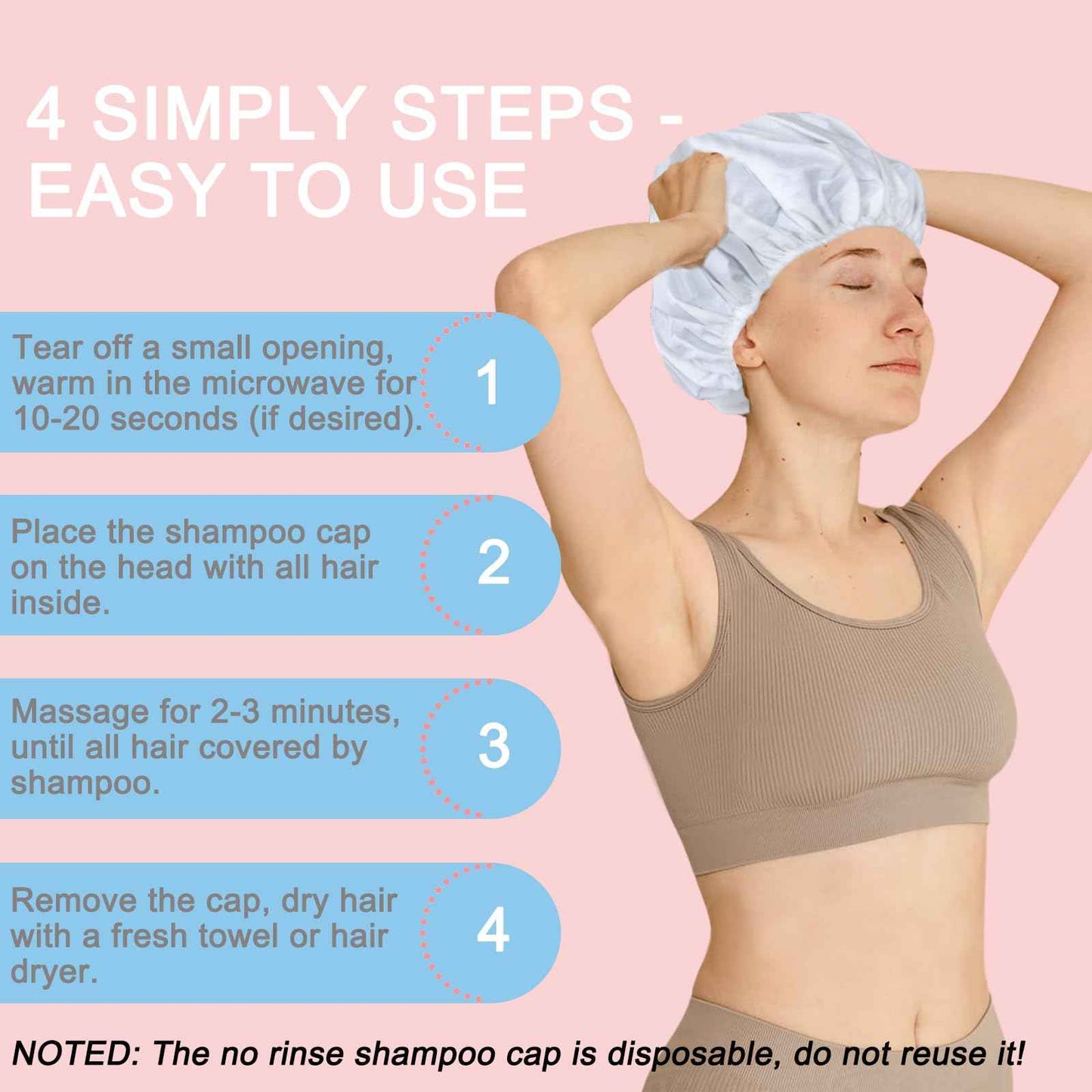 No Water Rinse Free Shampoo Cap (Pack of 4)