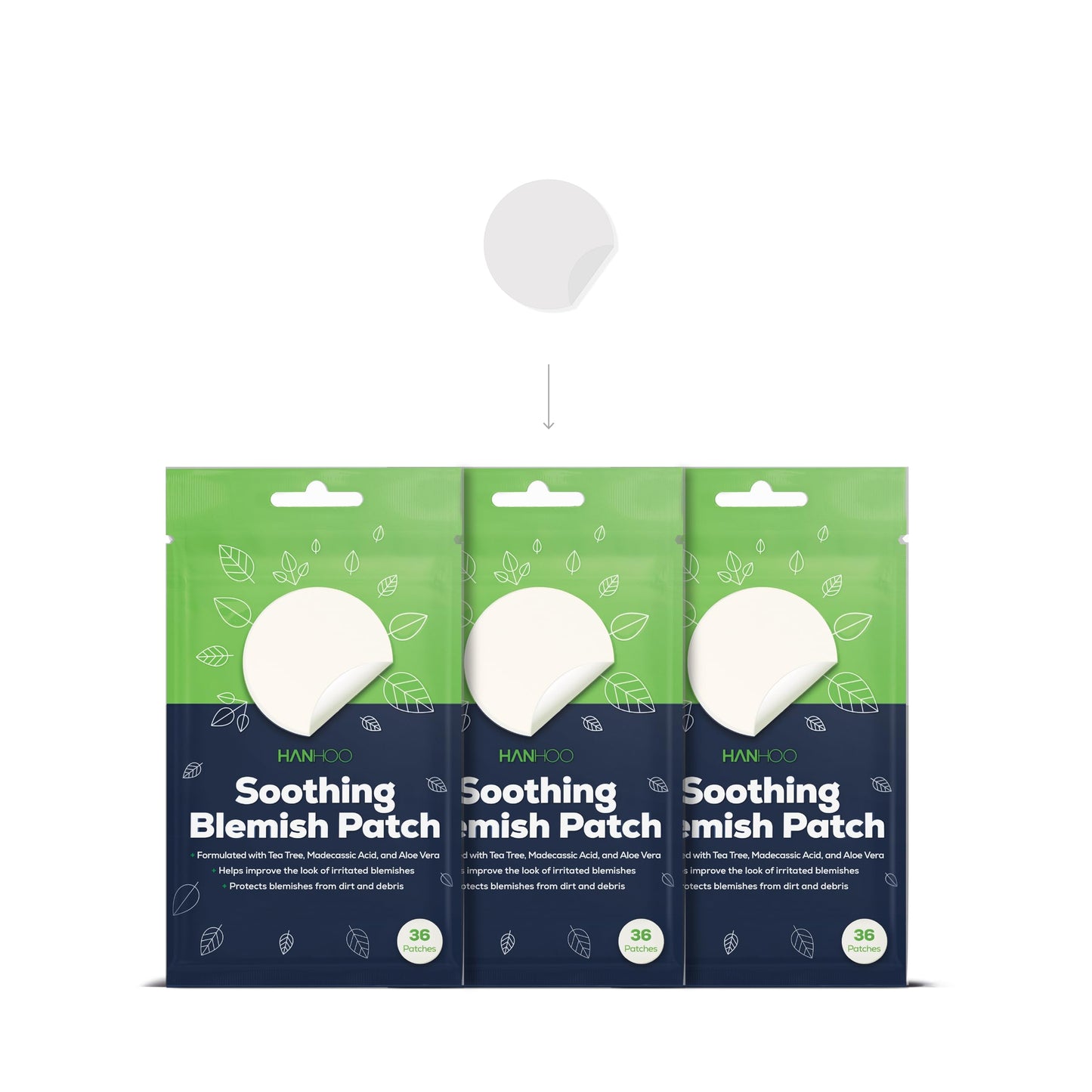 HANHOO Soothing Blemish Patch with Aloe, Madecassic Acid, and Tea Tree Extract - Hydrocolloid Spot Treatment - Calms Pre-stage, Irritated, and Popped Blemishes 108 count