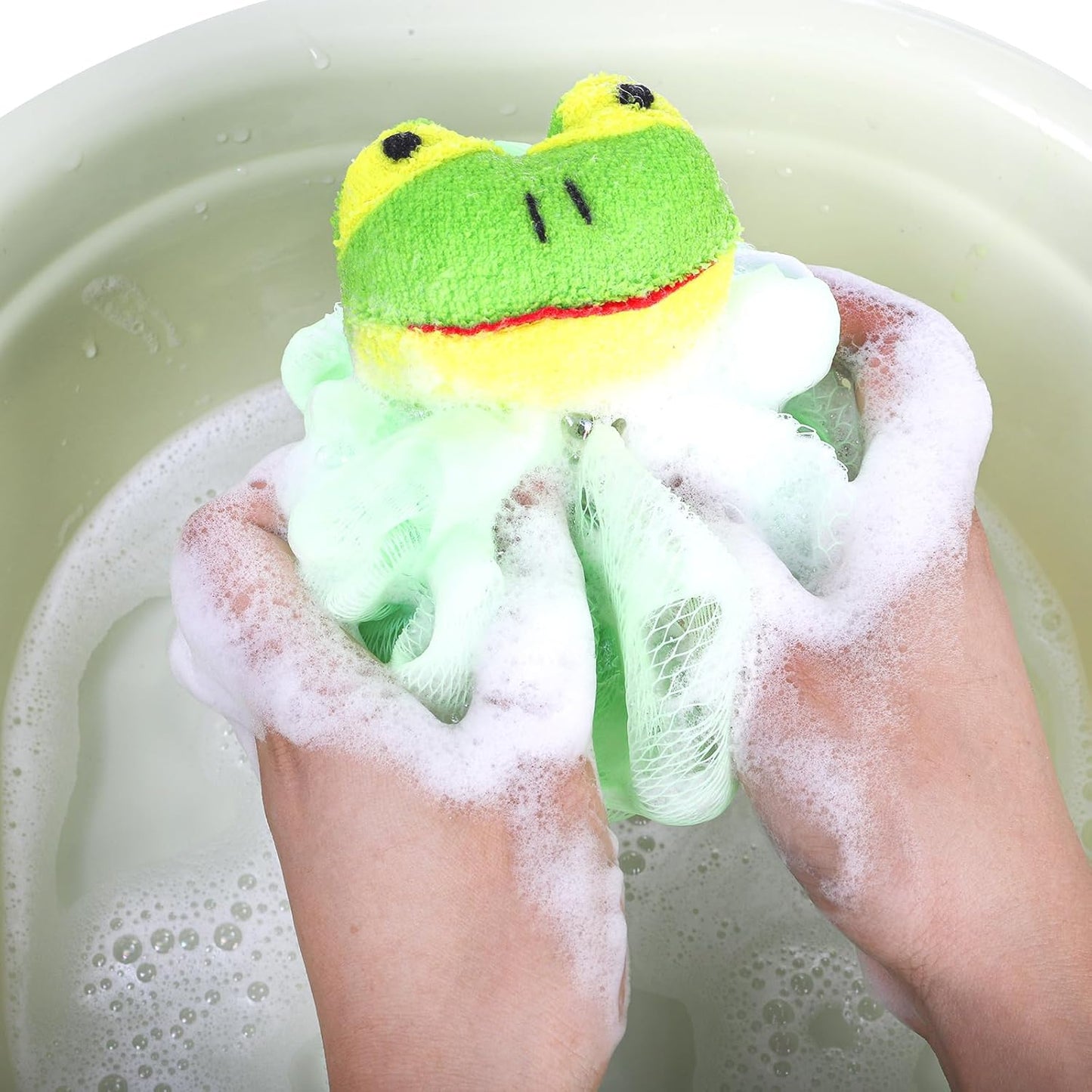 Kids Bath Loofahs - 15 Pack Cute Cartoon Animal Exfoliating Sponges | Small Travel Shower Poufs
