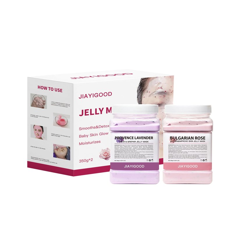 JIAYIGOOD Jelly Mask for Facials Professional, Hydrating & Moisturizing Peel-Off Natural Gel Face Mask SkinCare, Professional Spa Use Jelly Face Masks, Deep Hydration (Lavender+Rose)