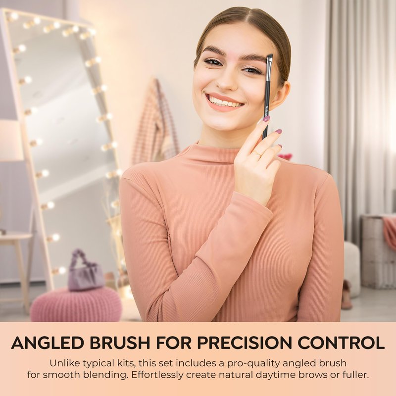 Natural Eyebrow Powder Eyebrow Kit – Mica Brow Powder Eyebrow Makeup Kit with Professional Angled Eyebrow Brush – 10 Natural Shades – No Parabens or Chemicals – Eyebrow Shaper Kit by NuBeauti