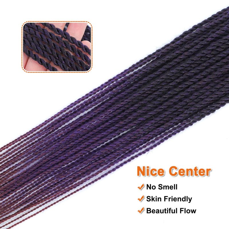 NAYOO Purple Crochet Hair Senegalese Twist, 18 Inch 8 Packs Small Crochet Hair for Black Women, 35 Strands/Pack Crochet Twist for Black Women, Twist Crochet Hair Extensions for Protective Styles