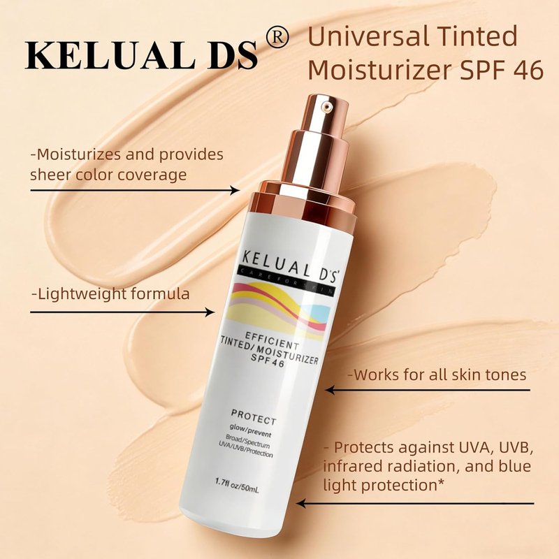 Anti-Aging Tinted Face Moisturizer - Sheer Sunscreen SPF 46 | Hydrating Skin Care, 1.7 oz