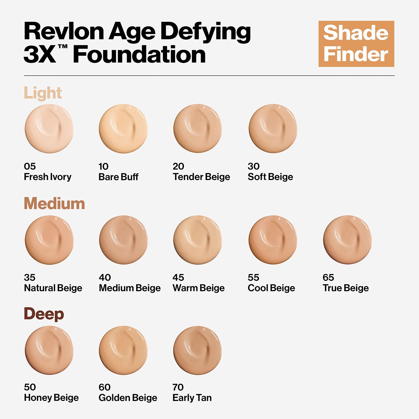 Revlon Liquid Foundation, Age Defying 3XFace Makeup, Anti-Aging and Firming Formula, SPF 30, Longwear Medium Buildable Coverage with Natural Finish, 005 Fresh Ivory, 1 Fl Oz