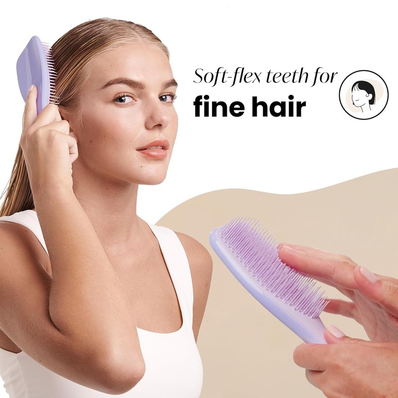Tangle Teezer Ultimate Detangler Hairbrush for Fine & Fragile Hair - Soft Flex Teeth Reduce Breakage | Hypnotic Heather