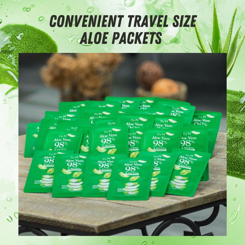 by.H Organic Aloe Vera Bulk Soothing Gel-Natural Moisturizer for Skin [90 PCS], Hair, Effective for Sunburns, Razor Burns, Gentle, Non-Greasy, Skincare [Made in Korea] Pouch - (3 Packs of 30 PCS)