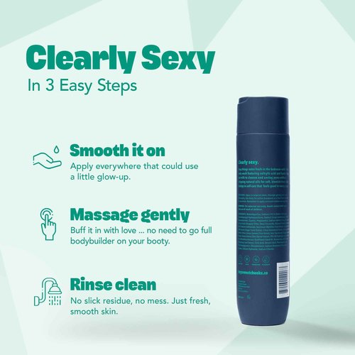 HEY SWEET CHEEKS BHA Salicylic Acid Body Wash with Oat Milk, Blemish Body Wash for Back Blemishes, Bacne, Cleanser for Clear, Smooth Skin, Bare It All, 9.64 oz