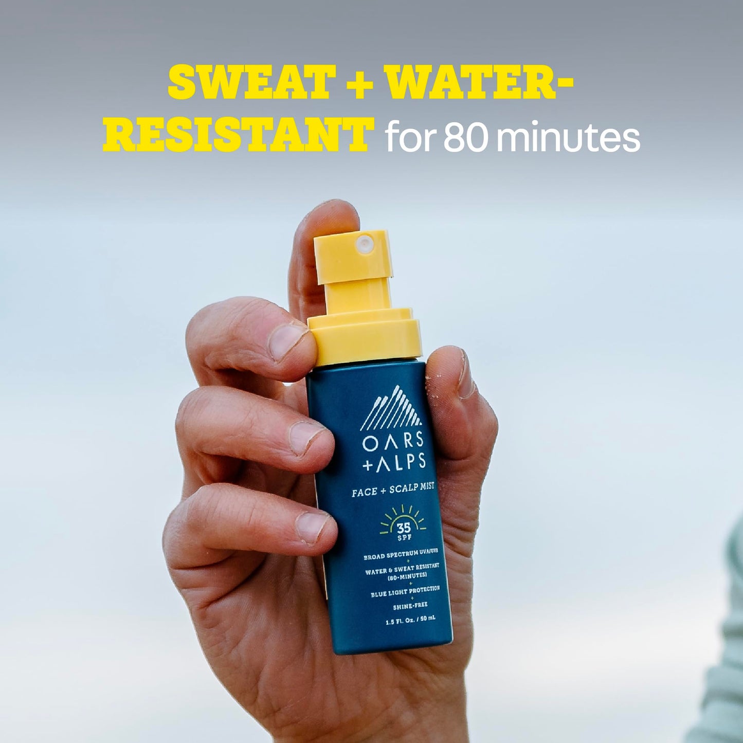 Oars + Alps Face & Scalp Sunscreen Spray Mist, SPF 35 Facial & Hair Sunscreen, Water & Sweat Resistant, Infused with Aloe Vera + Cucumber, Summer Splash Scent, 1.5oz, 2pk