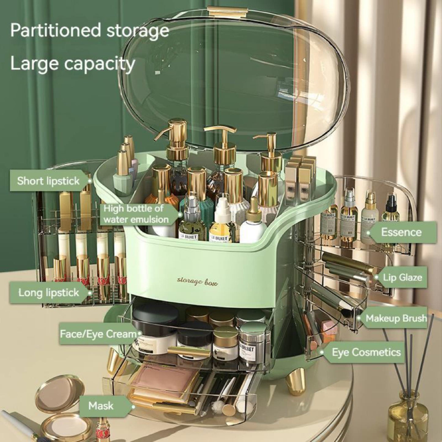 Omeily Upgrade Large Makeup Organizer Countertop Vanity Organizer Cosmetic Organizer Makeup Storage Box Bathroom Counter Organizer Perfume Skincare Organizers Gift Women Clear Design Easy Visibility