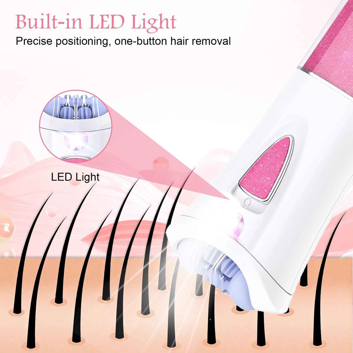 Glabrskise Skin Epilator, 2025 New Glabrskise Skin Hair Remover for Women with LED, Smooth Glide for Women Facial Hair, Glabrskise Skin epilator for face/Lip/Arm/Bikini Area/Leg/Armpit