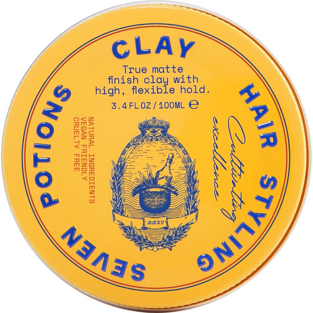 SEVEN POTIONS Hair Clay For Men and Women 3.4 fl oz - High Hold No Shine Hair Pomade For Men - Effortless Hair Styling Product That Leaves No Residue - Water Based - Natural, Vegan, Cruelty Free