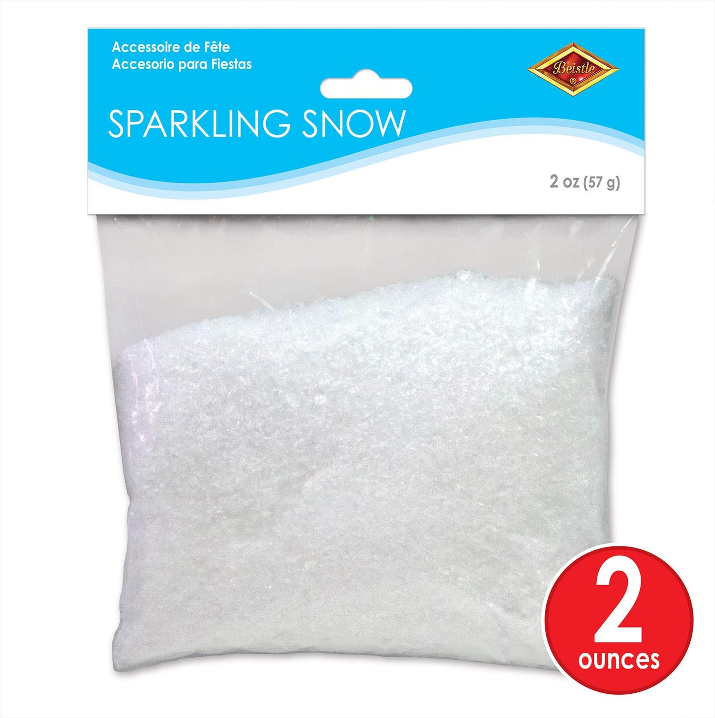 Beistle Sparkling Snow, Sparkling Snow Confetti, Christmas Decorations & Holiday Plastic Snowflakes, Wintertime Snowy Iridescent Decor, 2 oz. Pkg.