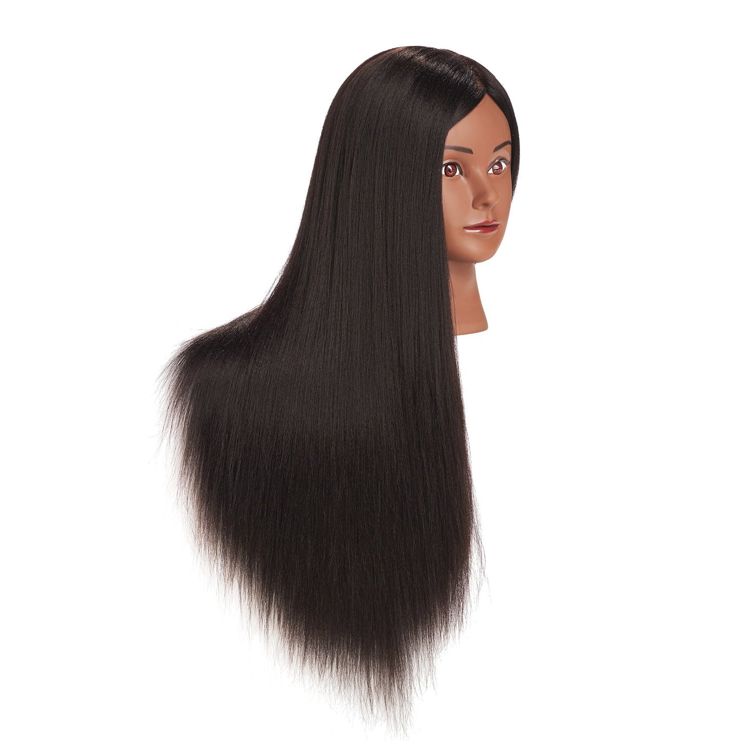 Training Head 26"-28" Long Hair Mannequin Training Head Dolls for Cosmetology Synthetic Fiber Hair Styling Hairdressing Manikin Head for Hairdresser with Clamp Stand (Yaki Black)