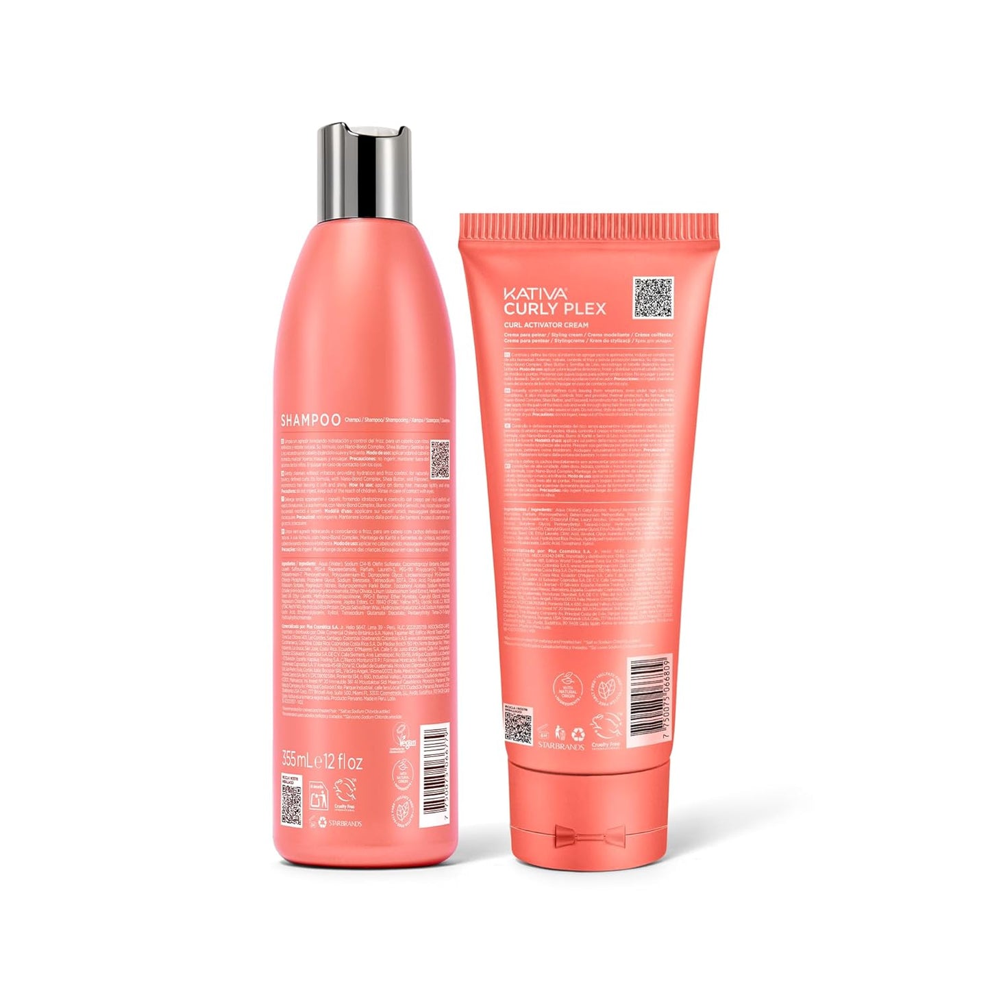 Kativa Curly Plex Shampoo & Activator Cream Bundle | 8oz Each | Curl Definition & Reconstruction with Nano-Bond Complex