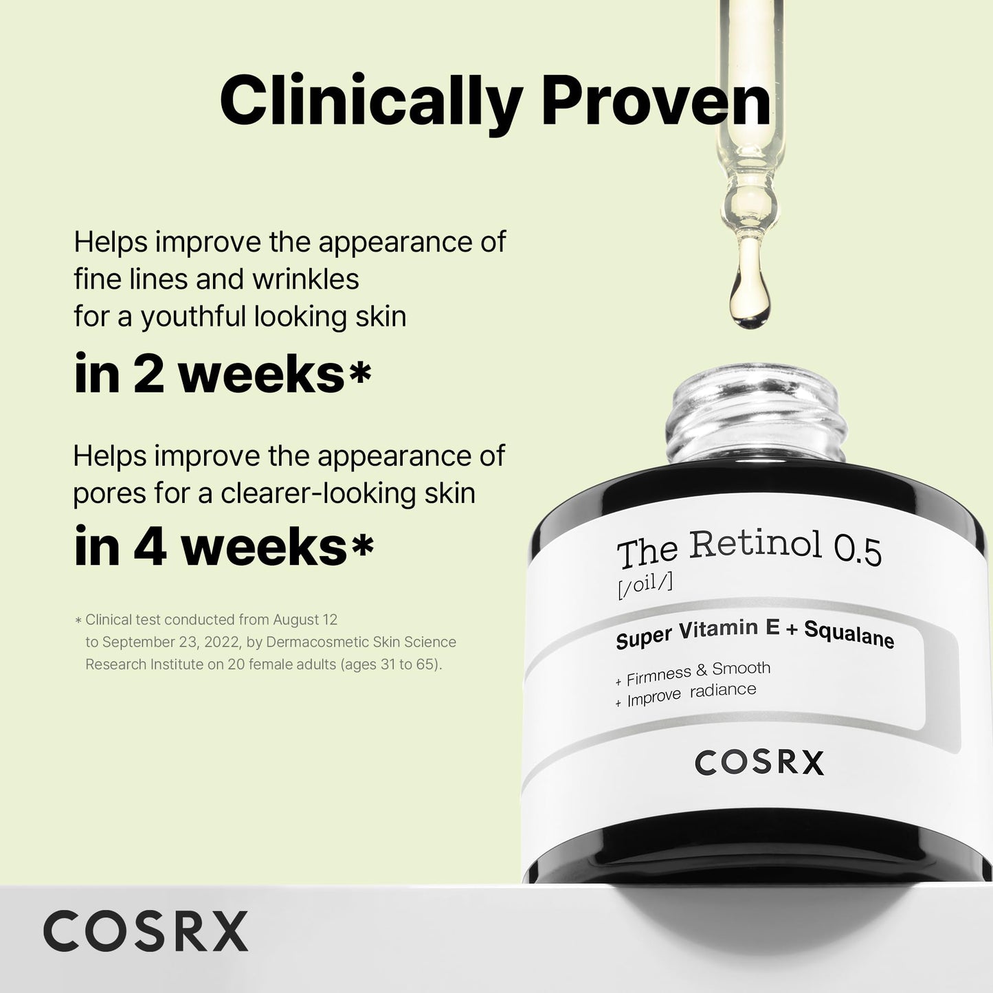 COSRX Retinol 0.5 Oil, Anti-aging Serum with 0.5% Retinoid Treatment for Face, Reduce Wrinkles, Fine Lines, Gentle Skincare for Day & Night, Not Tested on Animals, Korean Skin Care