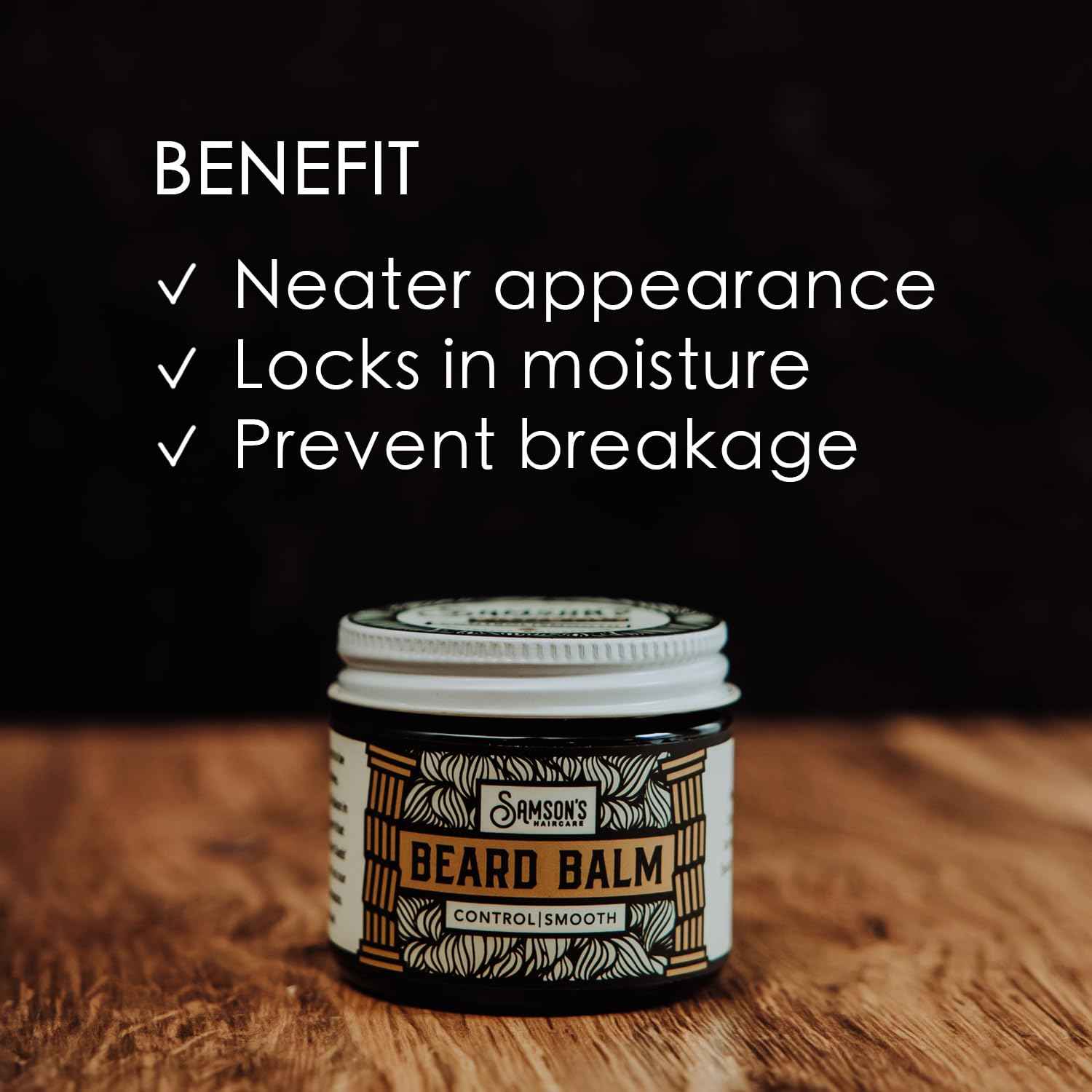 SAMSON'S HAIRCARE Beard Balm, Oil and Wax based, Softening, Taming, Nourishing, Essetial Oil Scent, 2 oz.