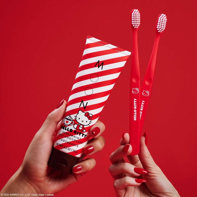Hello Kitty Toothpaste - Peppermint Hot Chocolate Flavor, 4.2 Oz | No Fluoride, Sugar-Free, Extra Soft Toothbrushes for Kids & Adults