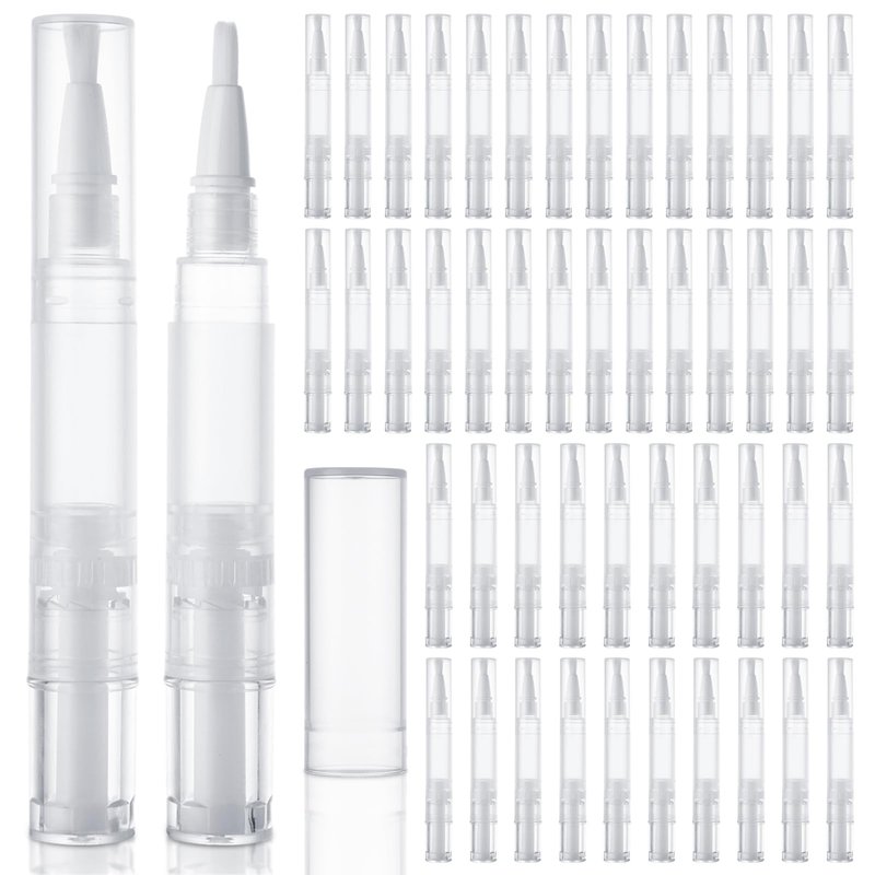 YOUNTHYE 50PCS 5ml Cuticle Oil Pen Empty Nail Oil Pen Cuticle Oil Pen Transparent Nail Oil Cuticle Pen Bulk Empty Nail Oil Pen with Brush Tip for Nail Polish, Lip Gloss, Eyelash