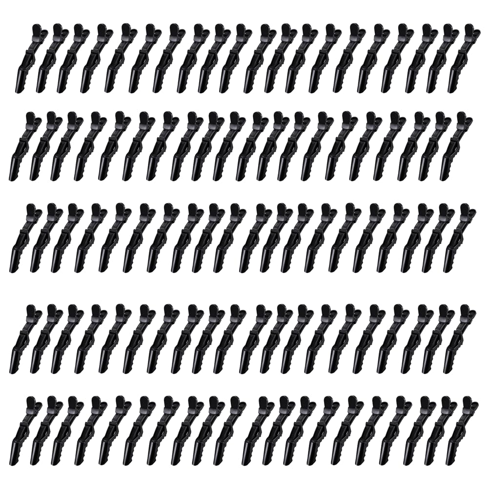 Alligator Hair Clips for Women - 100 Pcs Professional Styling Clips with Wide Teeth & Double-Hinged Design | Black