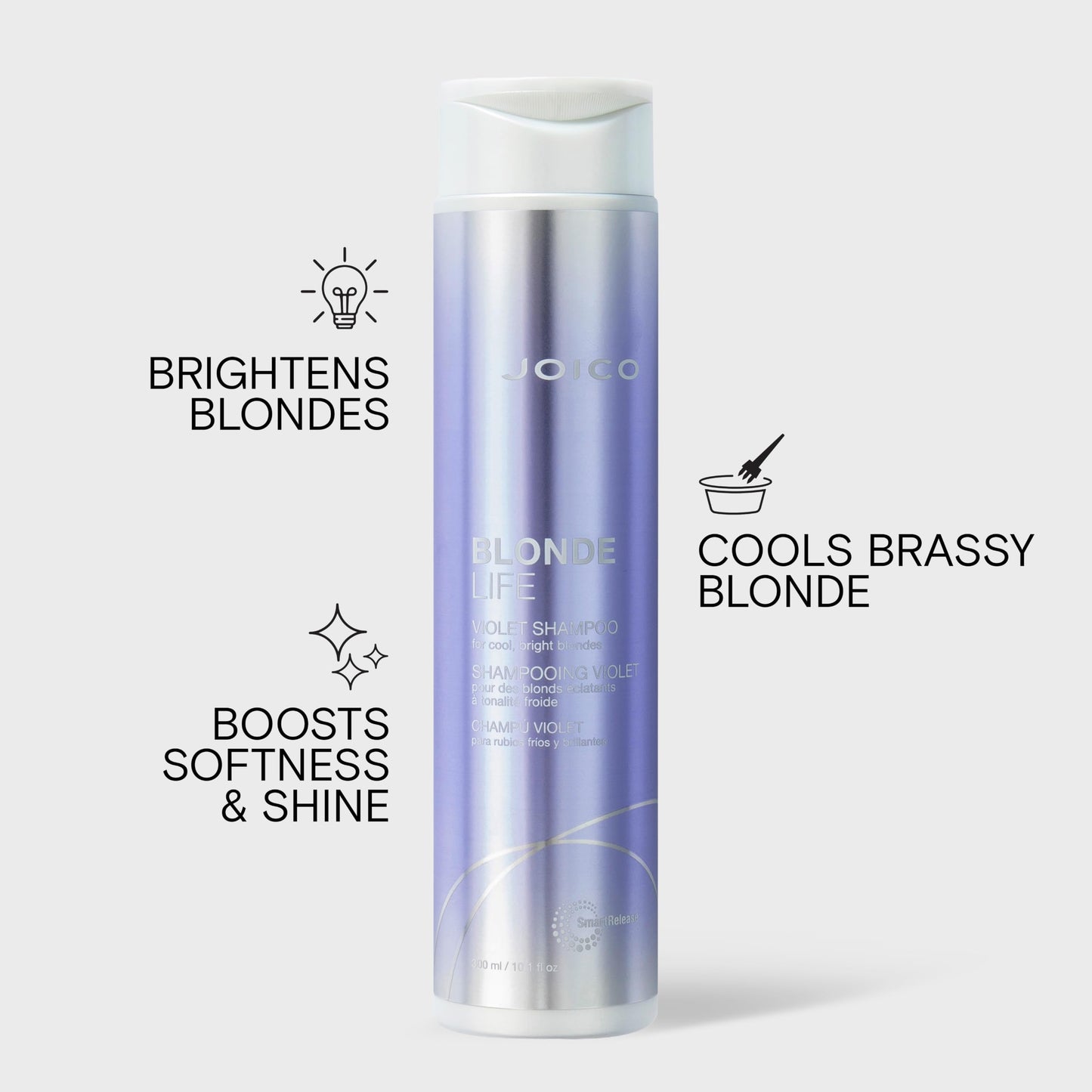 Joico Blonde Life Violet Shampoo | For Cool & Bright Blonde Hair | Neutralize Brassy Tones | Banish Yellow Tones | Boost Shine | Sulfate Free | With Monoi & Tamanu Oil | 10.1 Fl Oz