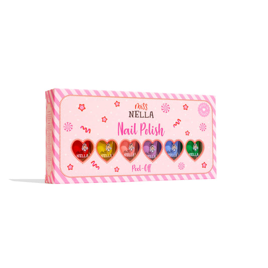 MISS NELLA SPRING IT ON Varnish Pack- Blue, Lilac, Pink, Yellow, Green and Blue Peel Off kids nail polish