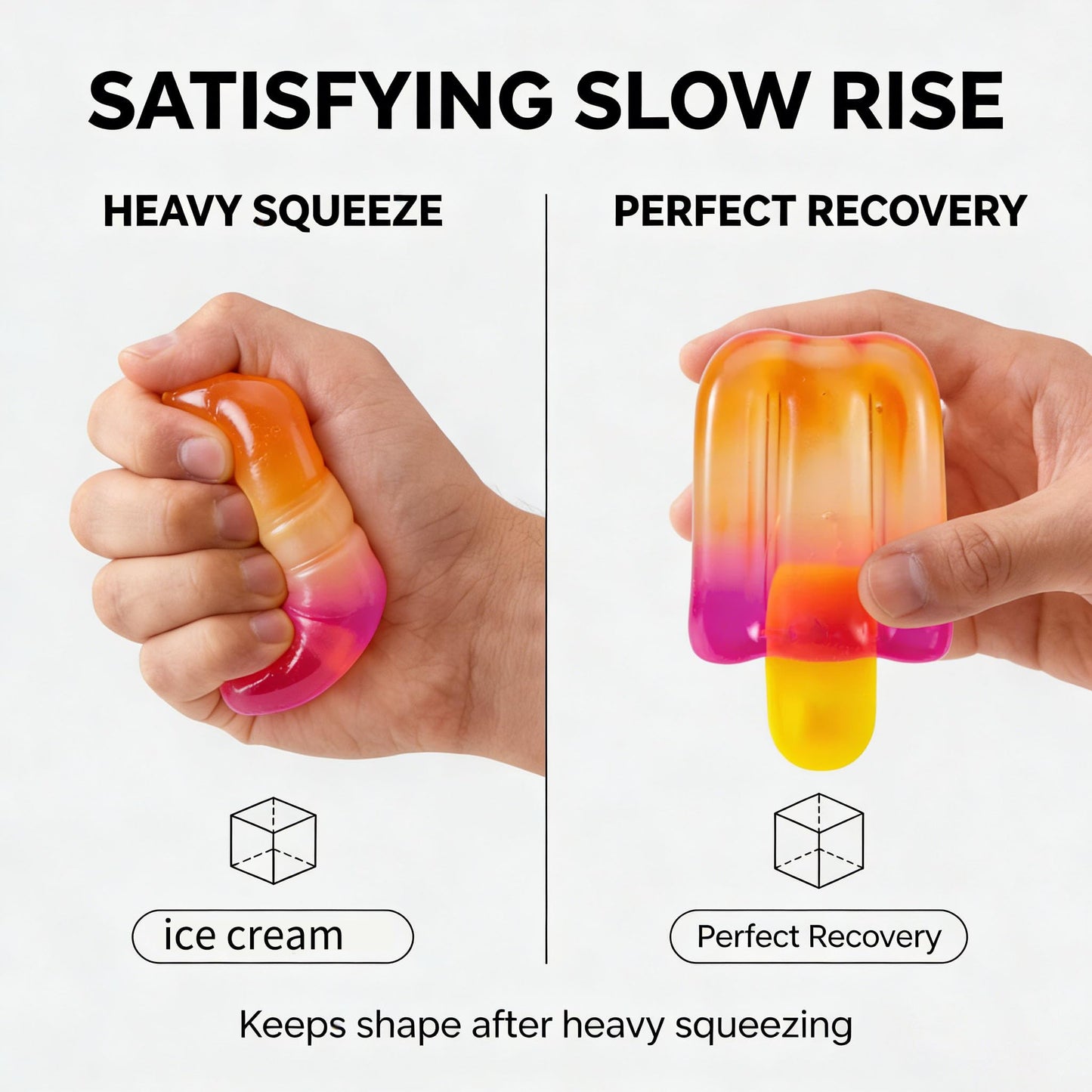 Ice Cream Squeeze Squishy - Summer Sensory Stress Relief, Decompression Venting Toy, Easter Basket Stuffers Party Favors for Anxiety Relief Everyone (#B)
