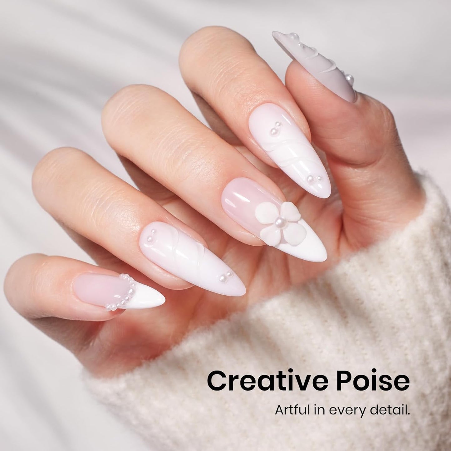 beetles Gel Polish 9 in 1 Gel Nail Glue for Clear Acrylic Nails Tips, Long Lasting Super Strong Brush Nail Glue for Fake Nails, Base Blooming Nail Gel, New Safe Formula, U V Light Cure