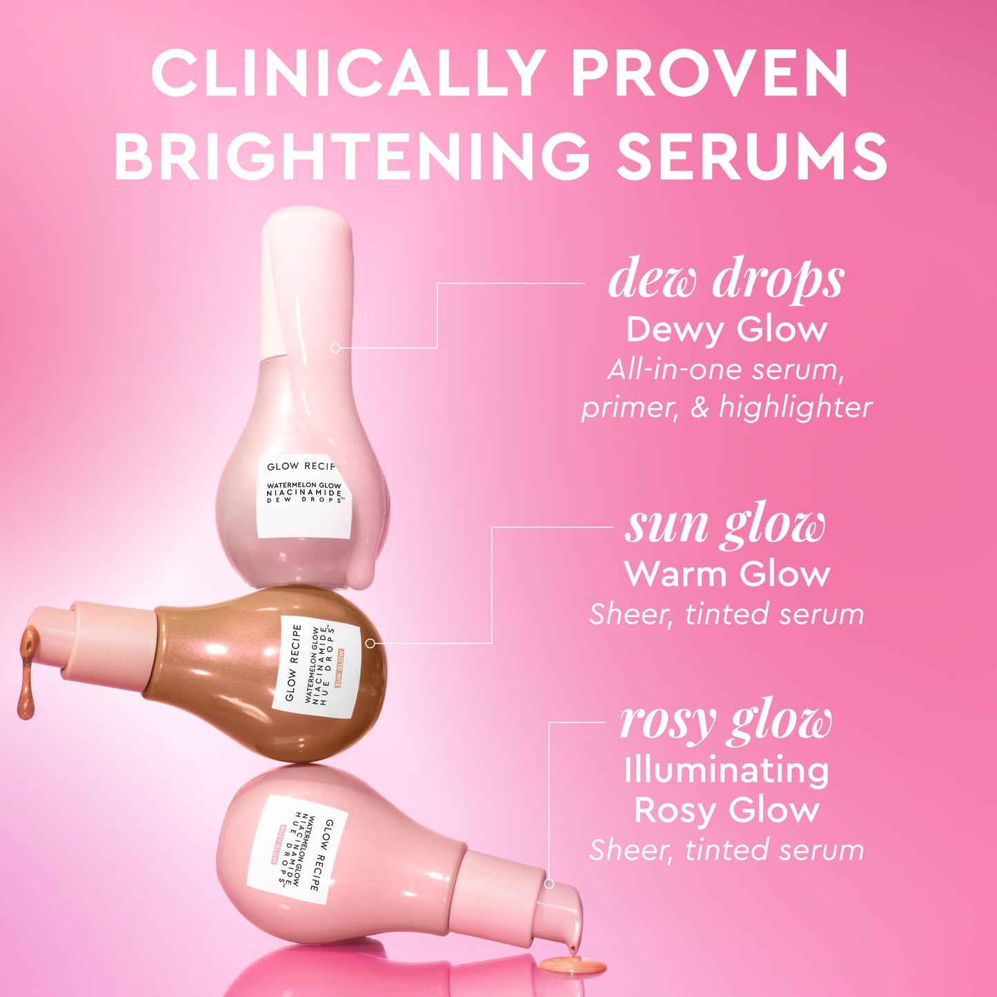 Glow Recipe Hue Drops Bronzing Drops, Tinted Face Serum, Glow Primer + Liquid Highlighter, Niacinamide + Hyaluronic Acid, Radiant Warm Glow, Rosy Glow (40ml)