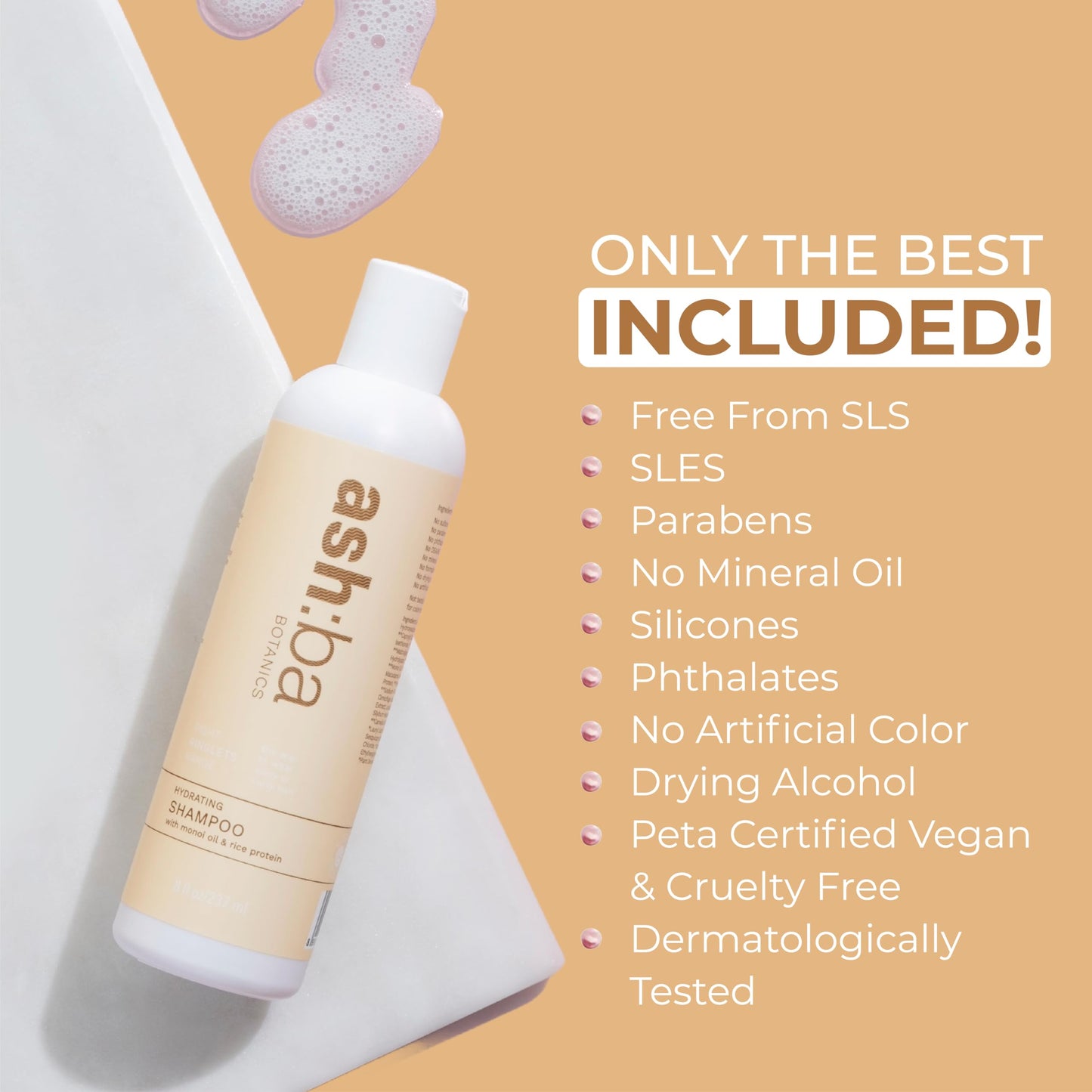 Ashba Botanics Hydrating Shampoo For Dry & Dehydrated Hair| Mildly Cleanses, Soothes Scalp With Green Tea Extract, Shea Butter | Hair Shampoo for Curly Hair | For Men & Women, Sulphate Free - 8 Fl Oz