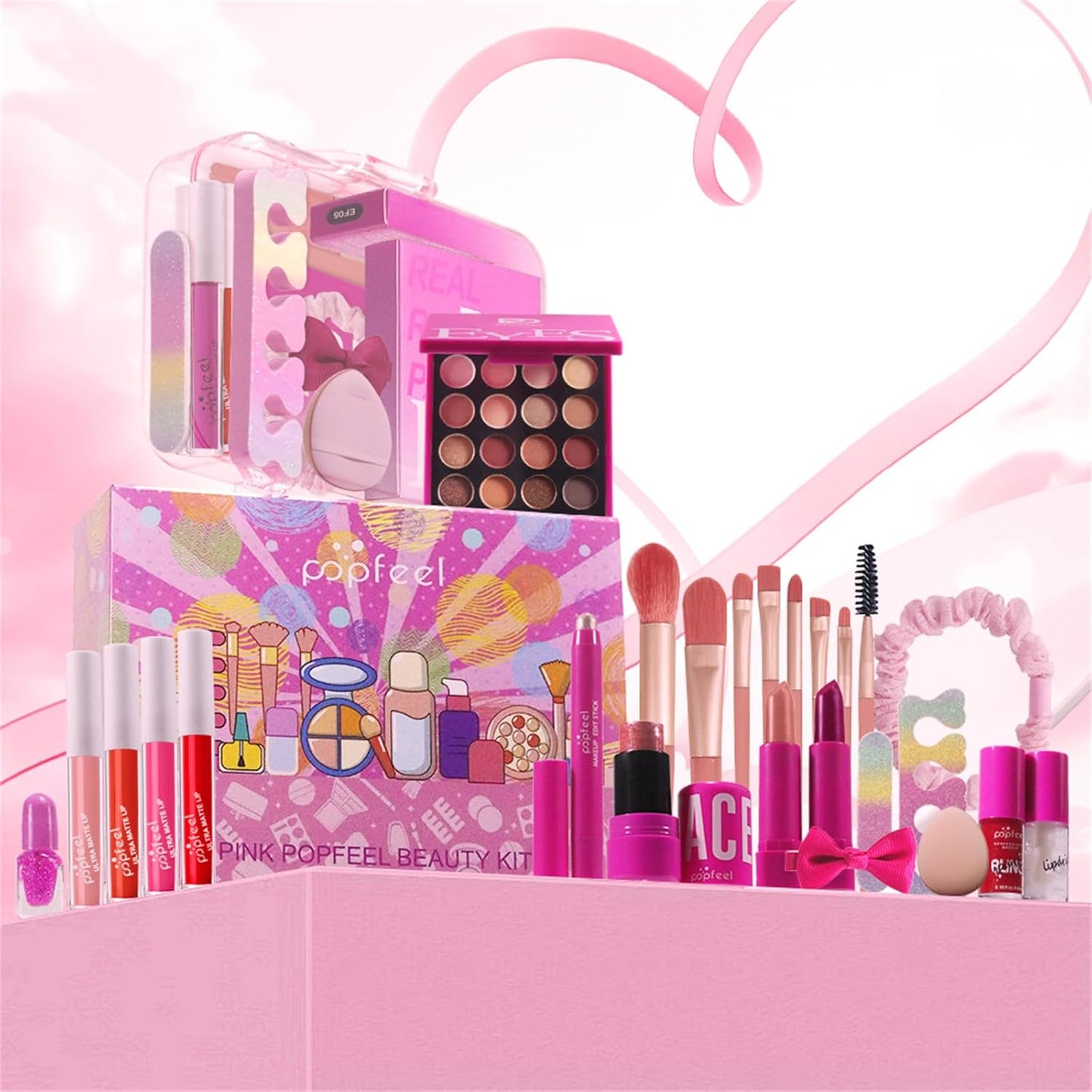 All-in-One Makeup Kit for Women - Hot Pink Essential Bundle with Eyeshadow, Lipstick, Blush & Foundation | Perfect Mother's Day Gift