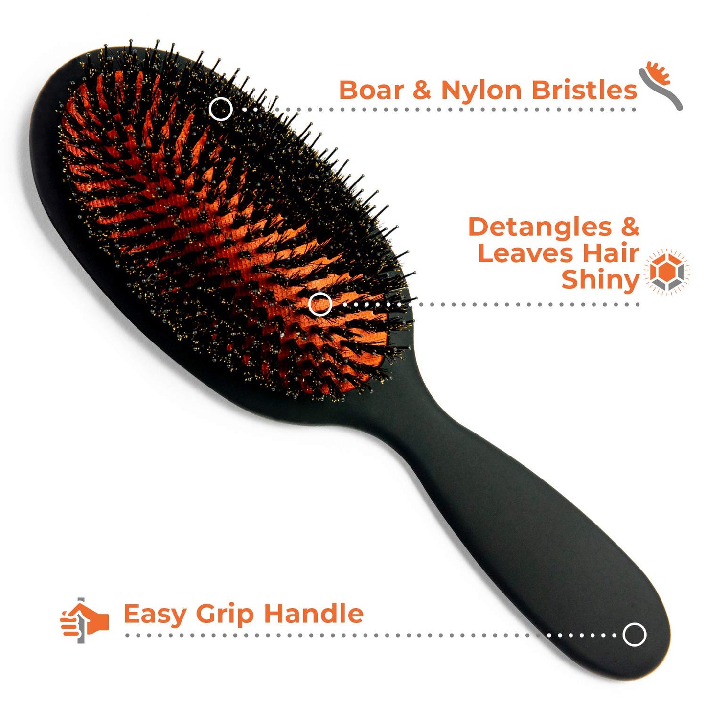 SRILabs Polish Bristle Brush – Anti-Breakage Boar & Nylon Bristles for Increased Shine, Rejuvenates Damaged Hair, Copper Ceramic Barrel, Encourages Hair Growth, Easy Grip & Ultralight (Travel)