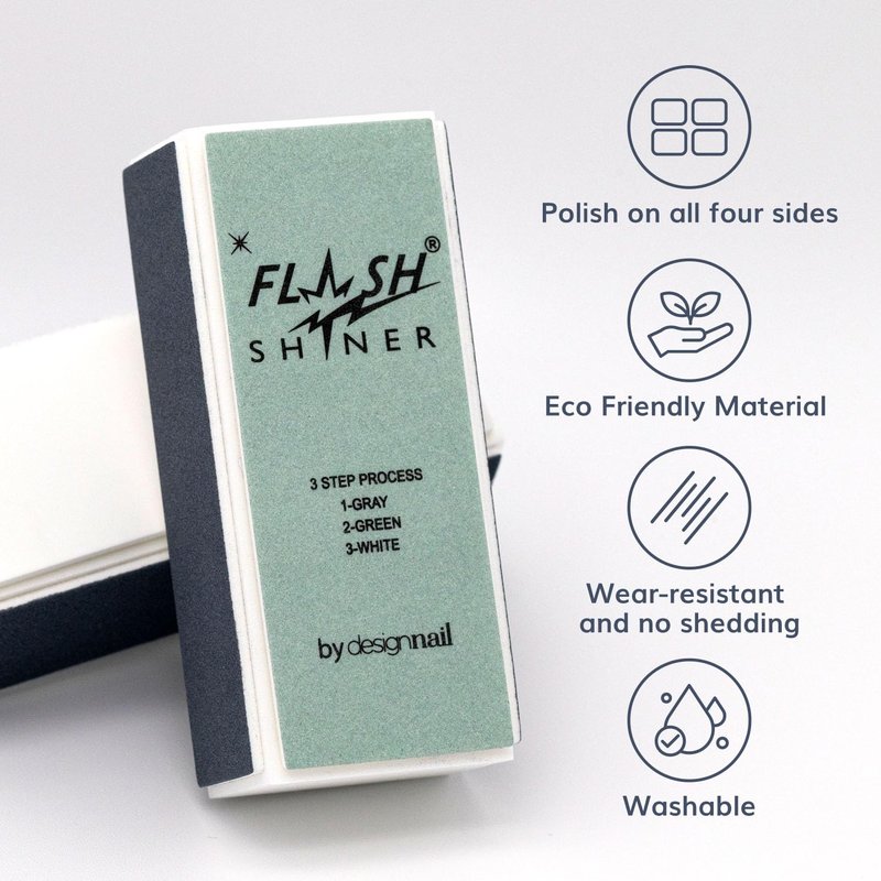 Design Nail Flash Shiner Nail Buffer 3 Ways – Pack of 24 – Professional 3-Step Nail Buffer Blocks – Smooth, Condition & Shine – Natural Nail Polisher for Salon or Home Use
