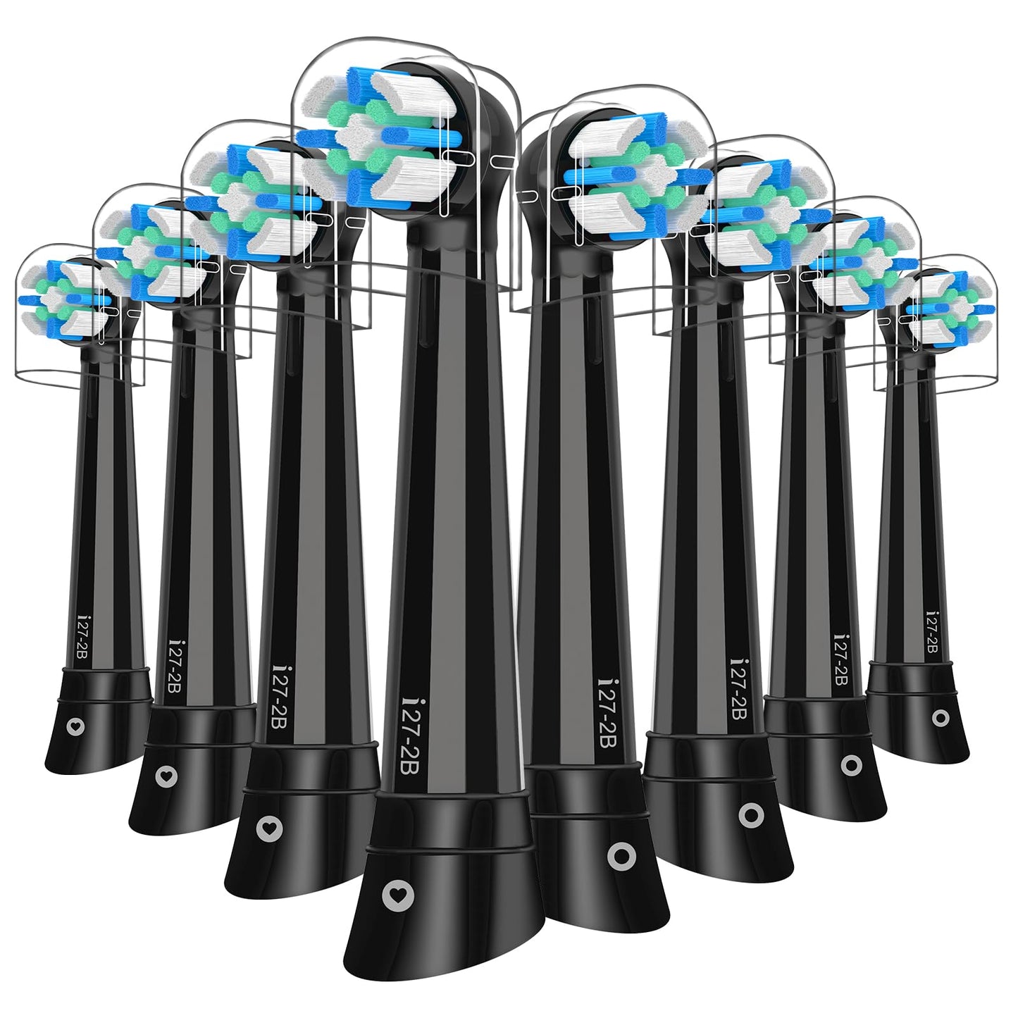 8 Pack Smart Cleaning Replacement Heads Compatible with Oral B iO 2 3 4 5 6 7 8 9 10 Series Electric Toothbrush, Brush Heads Compatible with Oral B iO Electric Handles (Black)
