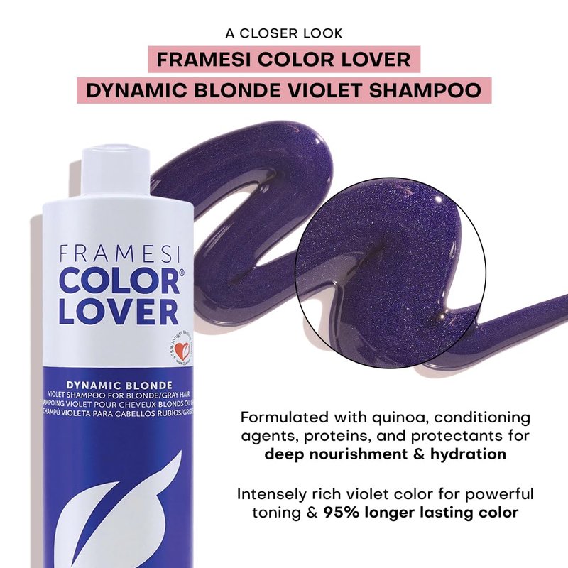 Dynamic Blonde Violet Purple Shampoo - Deep Violet Color Neutralizing for Blonde, Gray & White Hair | Sulfate-Free Moisturizing 16.9 Fl Oz