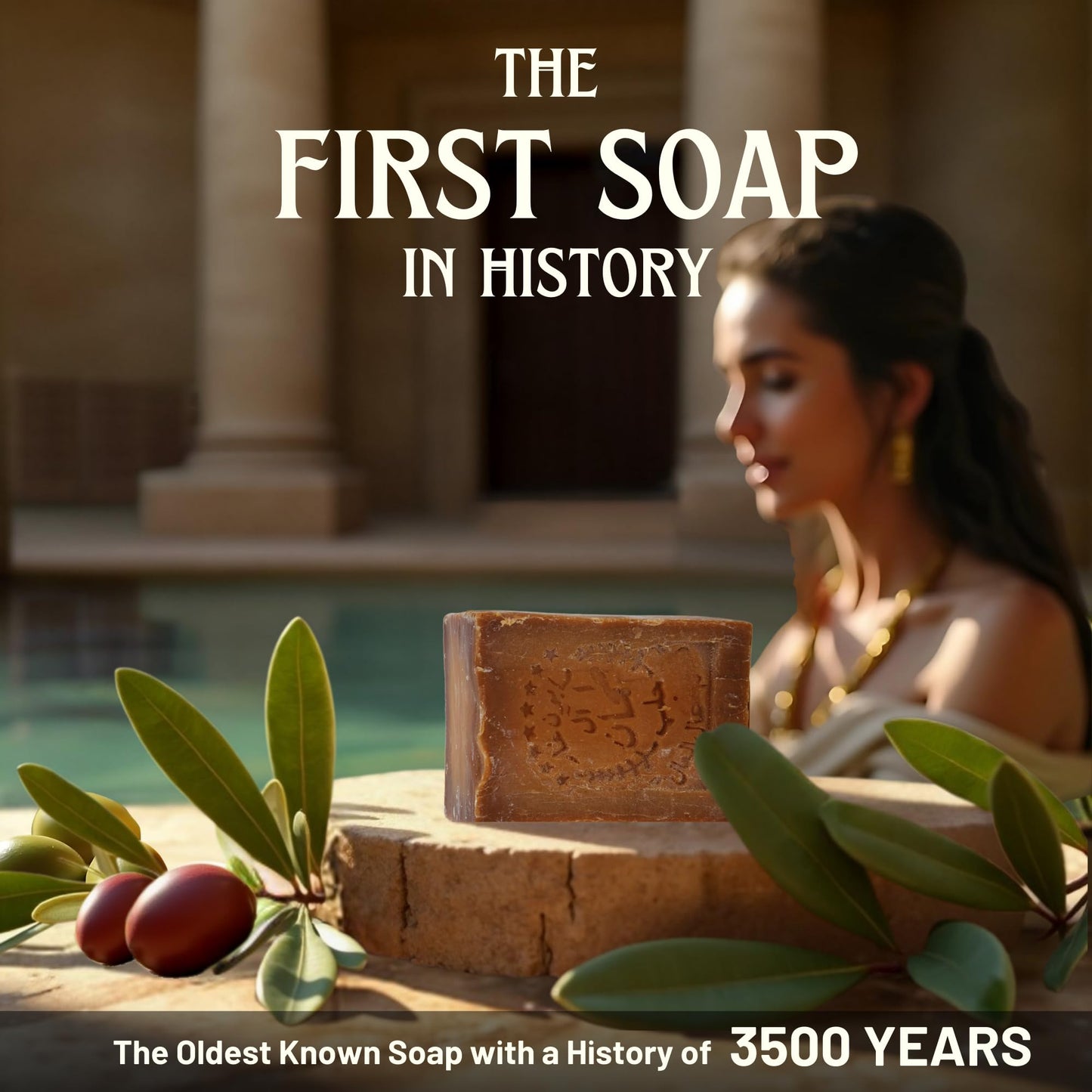 Aleppo Soap Bar,%100 Virgin Olive Oil, Natural Handmade, Crafted using the Original Ancient Recipe, Gentle for Face, Body, Hair (7oz Each (Pack of 4))